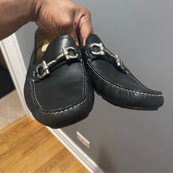 Salvatore Ferragamo Black Leather Loafers with Horsebit Detail Sz 10.5 EE - Picture 3 of 9